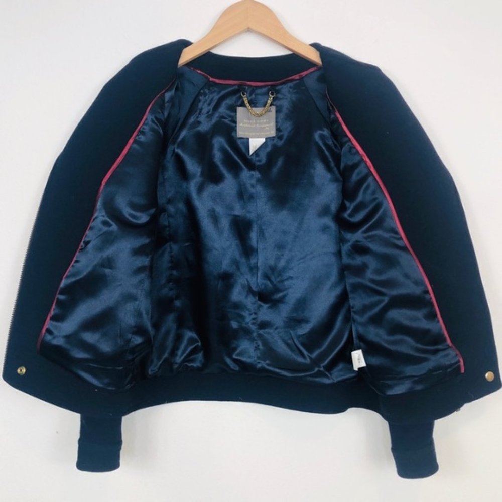 J. CREW Navy Double Cloth Moto Jacket 0 - Picture 8 of 8